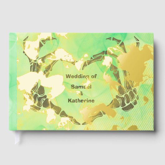 Gothic Romantic Skeleton Hand Halloween Hochzeit Gästebuch (Vorderseite)