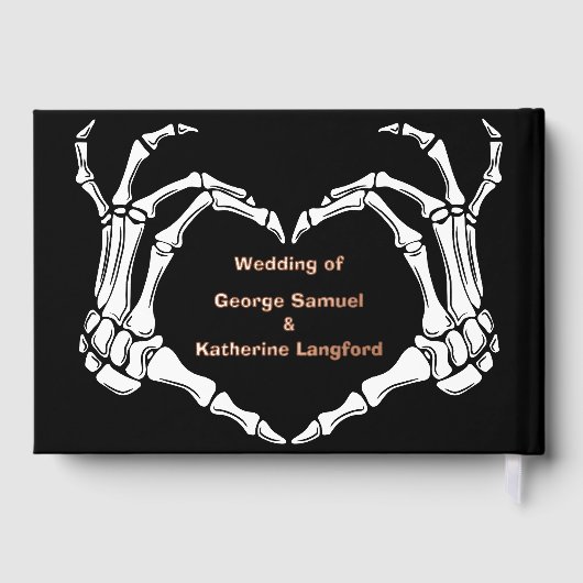 Gothic Romantic Skeleton Hand Halloween Hochzeit Gästebuch (Rückseite)