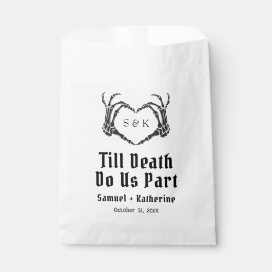 Gothic Romantic Skeleton Hand Halloween Hochzeit Geschenktütchen (Vorderseite)