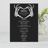 Gothic Romantic Skeleton Hand Halloween Hochzeit Menükarte (Stehend Vorderseite)