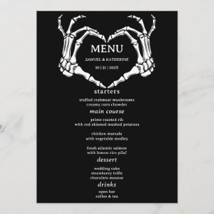 Gothic Romantic Skeleton Hand Halloween Hochzeit Menükarte