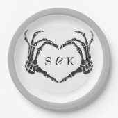 Gothic Romantic Skeleton Hand Halloween Hochzeit Pappteller (Vorderseite)