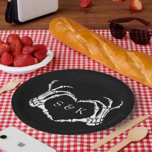 Gothic Romantic Skeleton Hand Halloween Hochzeit Pappteller (Picknick)