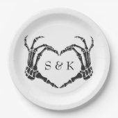 Gothic Romantic Skeleton Hand Halloween Hochzeit Pappteller (Vorderseite)