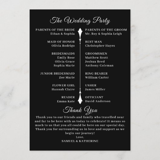 Gothic Romantic Skeleton Hand Halloween Hochzeit Programm (Rückseite)