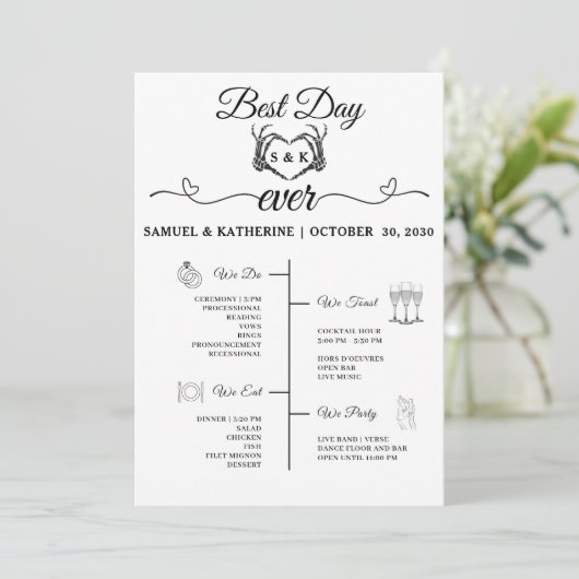 Gothic Romantic Skeleton Hand Halloween Hochzeit Programm (Stehend Vorderseite)