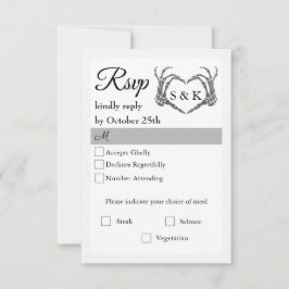 Gothic Romantic Skeleton Hand Halloween Hochzeit RSVP Karte
