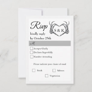 Gothic Romantic Skeleton Hand Halloween Hochzeit RSVP Karte