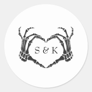 Gothic Romantic Skeleton Hand Halloween Hochzeit Runder Aufkleber