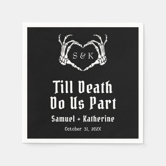 Gothic Romantic Skeleton Hand Halloween Hochzeit Serviette (Vorderseite)