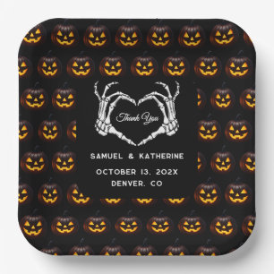 Gothic-Romantische Skeletthand Halloween-Hochzeit Pappteller