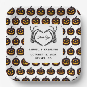 Gothic-Romantische Skeletthand Halloween-Hochzeit Pappteller