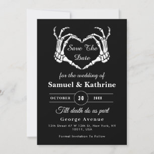 Gothic-Romantische Skeletthand Halloween-Hochzeit Save The Date