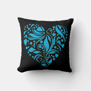 Gothic-Romantisches blaues Herzdesign Türkisblau Kissen