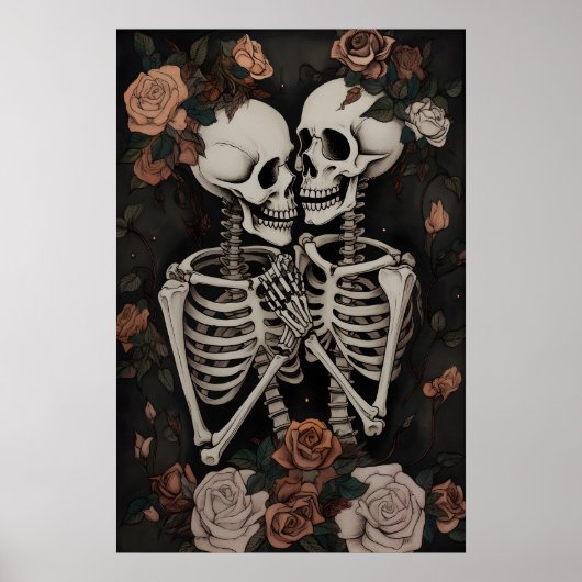 Gothic-Romantisches Skelett-Paar, Dunkler Poster,  Poster (Vorne)