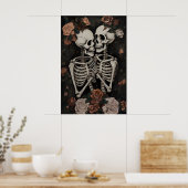 Gothic-Romantisches Skelett-Paar, Dunkler Poster,  Poster (Küche)