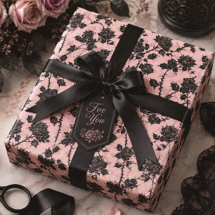 Gothic-Rosa- und Schwarz-Friedhof-Rose Geschenkpapier