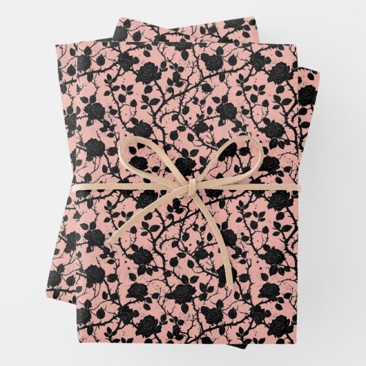 Gothic-Rosa- und Schwarz-Friedhof-Rose Geschenkpapier Set (Beispiel)