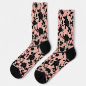 Gothic-Rosa- und Schwarz-Friedhof-Rose Socken (Linkes Detail)