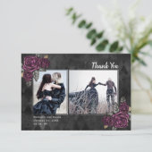 Gothic Rose 2 Foto Black Wedding Dankeschön Karte (Stehend Vorderseite)