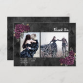 Gothic Rose 2 Foto Black Wedding Dankeschön Karte (Vorne/Hinten)