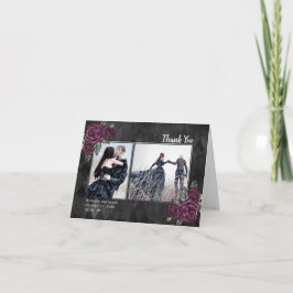 Gothic Rose 2 Foto Black Wedding Dankeschön Karte