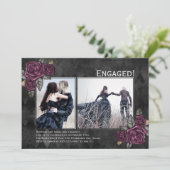 Gothic Rose 2 Foto Black Wedding Verlobung Einladung (Stehend Vorderseite)