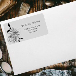 Gothic Rose Bat Spiderweb Gray Wedding Address Adressaufkleber