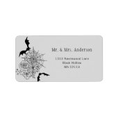 Gothic Rose Bat Spiderweb Gray Wedding Address Adressaufkleber (Vorne)