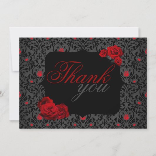 Gothic Rose Black and Red Danke Card (Vorderseite)