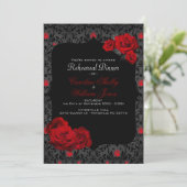 Gothic Rose Black and Red Probe Dinner Einladung (Stehend Vorderseite)