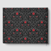 Gothic Rose Black and Red Wedding Einladung Gästebuch (Rückseite)