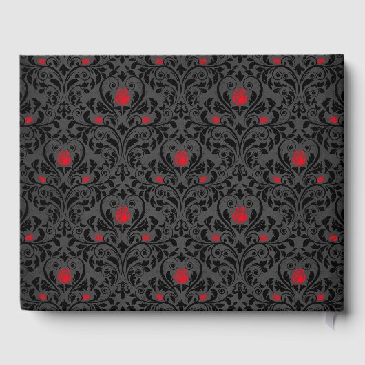 Gothic Rose Black and Red Wedding Einladung Gästebuch (Rückseite)