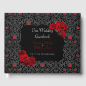 Gothic Rose Black and Red Wedding Einladung Gästebuch (Vorderseite)
