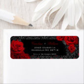 Gothic Rose Black and Red Wedding Labels (Insitu)