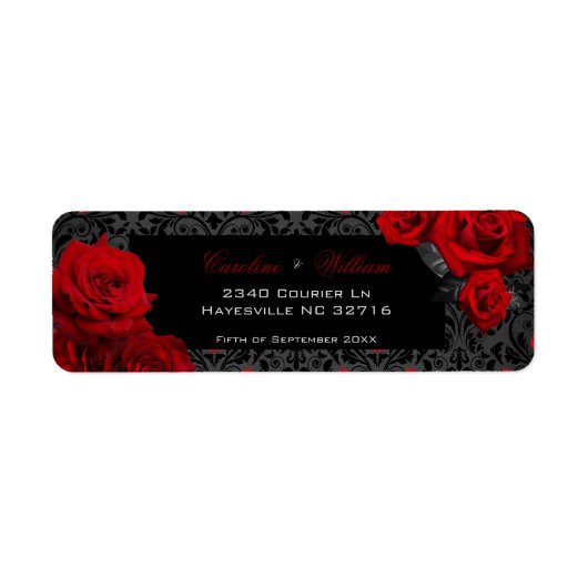 Gothic Rose Black and Red Wedding Labels (Vorne)