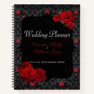 Gothic Rose Black and Red Wedding Planner Notizblock