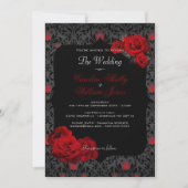 Gothic Rose Black and Red Weditation Einladung (Vorderseite)