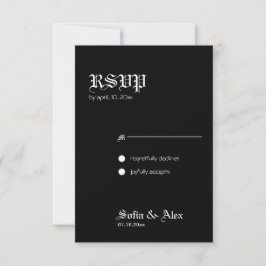 Gothic Rose Black elegante Hochzeitskarte RSVP Karte