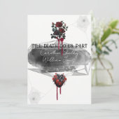 Gothic Rose Black Red Heart Blood Tropfen Einladung (Stehend Vorderseite)