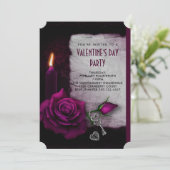 Gothic Rose Candle and Locket Valentine Party Einladung (Stehend Vorderseite)