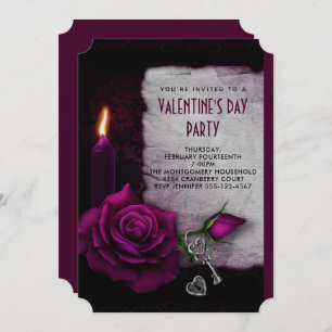 Gothic Rose Candle and Locket Valentine Party Einladung