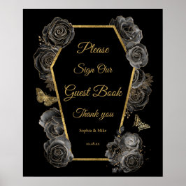 Gothic Rose Coffin Wedding Gästebuchunterschrift Poster