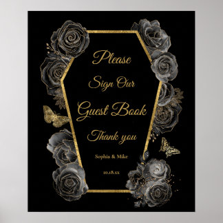 Gothic Rose Coffin Wedding Gästebuchunterschrift Poster