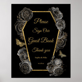 Gothic Rose Coffin Wedding Gästebuchunterschrift Poster