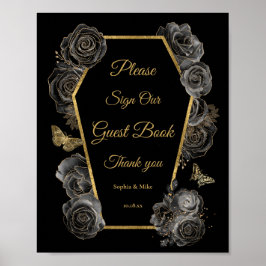 Gothic Rose Coffin Wedding Gästebuchunterschrift Poster
