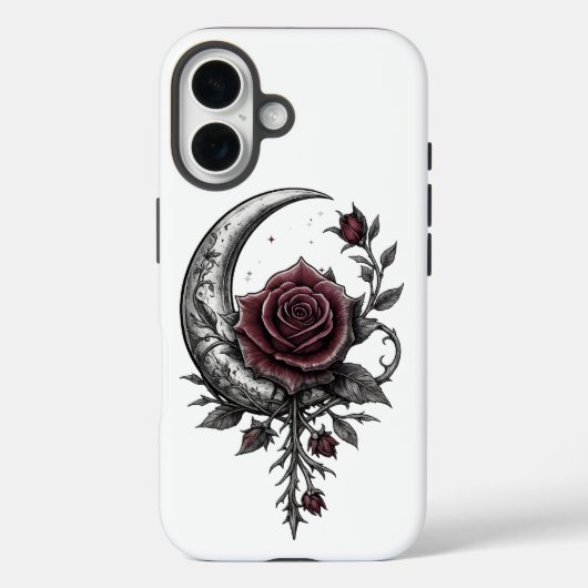 Gothic Rose Crescent Moon Dark Floral Artwork Case-Mate iPhone Hülle (Rückseite)