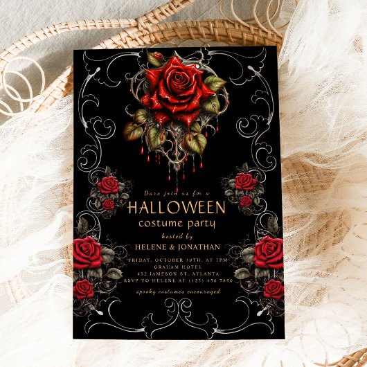 Gothic Rose Dark Adult Halloween-Party Einladung