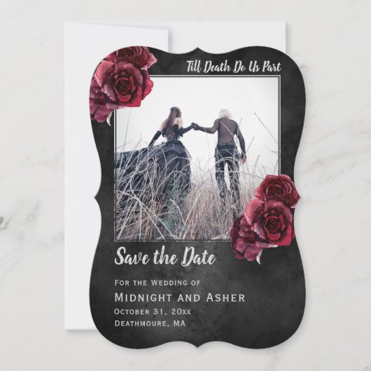 Gothic Rose Dunkel Save the Date (Vorderseite)