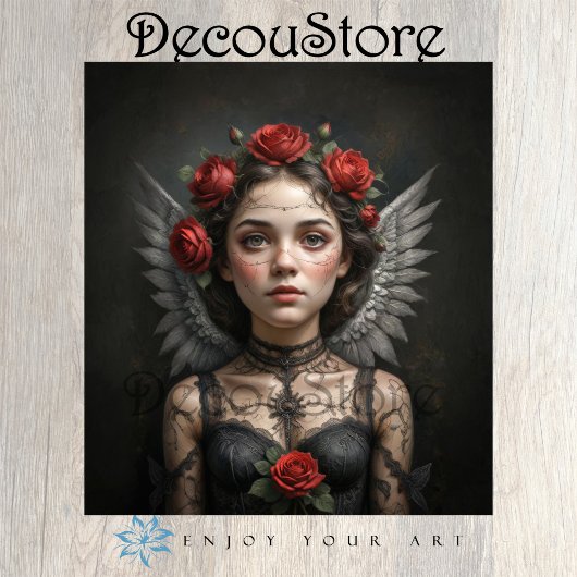 Gothic Rose Engel Dekoupage Seidenpapier